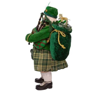 Kurt Adler 10.5-Inch Fabriche Musical Irish Bagpiper Santa