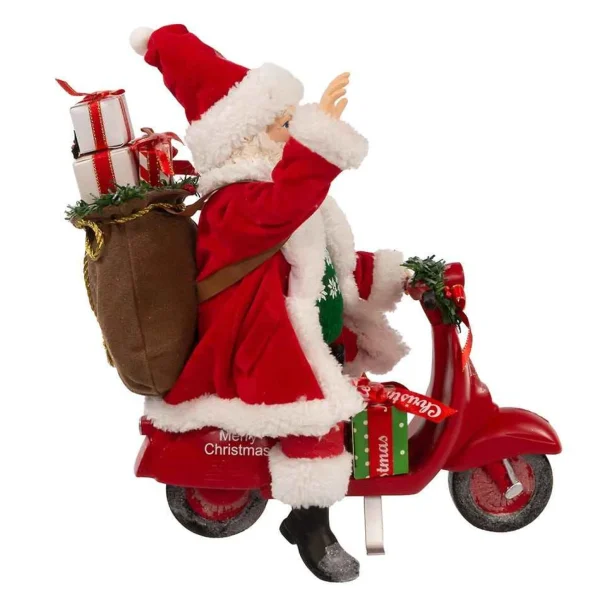 Kurt Adler 10-Inch Fabriche Santa On Scooter
