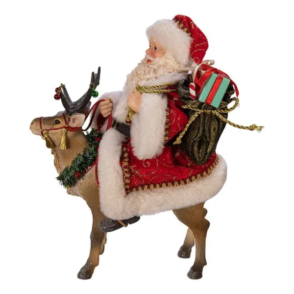 Kurt Adler 11.5-Inch Fabriche™ Santa On Reindeer