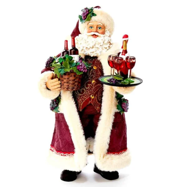 Kurt Adler 11.5-Inch Fabriche Santa With Wine Basket