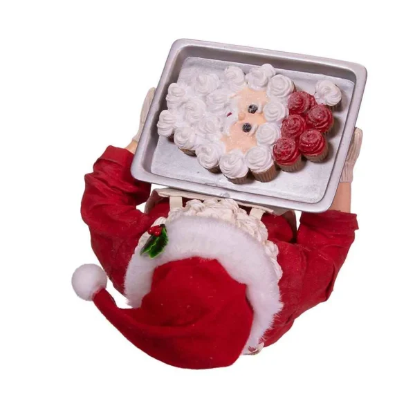 Kurt Adler 10.5-Inch Fabriche Santa And Tray Of Santa Face Cake