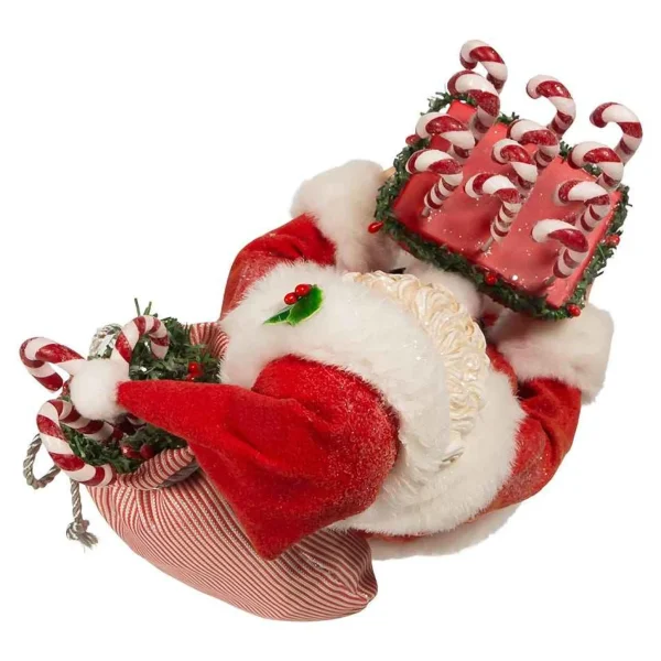 Kurt Adler 10.5-Inch Fabriche Santa With Candy Cane Tray
