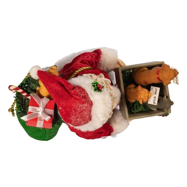 Kurt Adler 10.5-Inch Fabriche™ Adopt-A-Pet Santa With Dog, 2 Piece Set