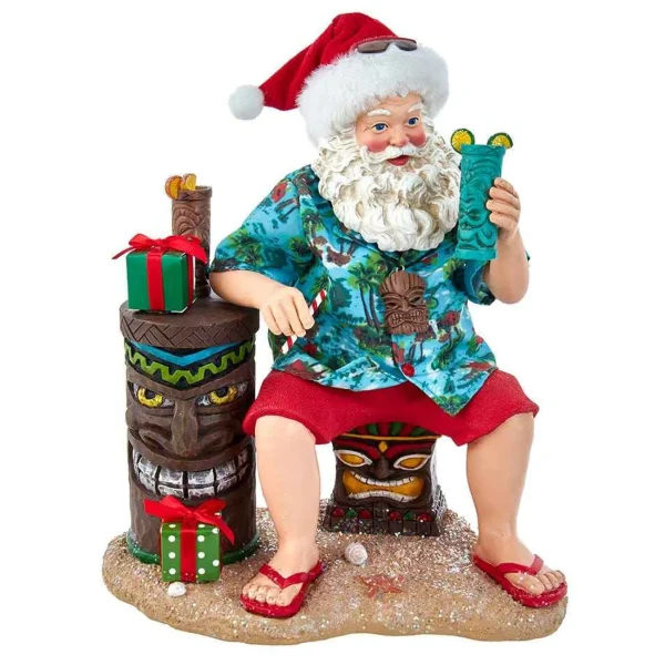 Kurt Adler 12-Inch Fabriche Tiki Beach Santa
