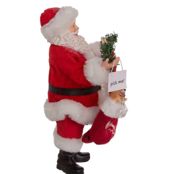 Kurt Adler 10.5-Inch Fabriche Santa With Adopt-A-Pet Garland And Pets In Stockings