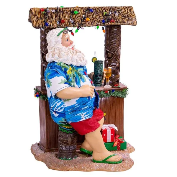 Kurt Adler 11-Inch Fabriche™ Beach Santa Sitting At Tiki Bar