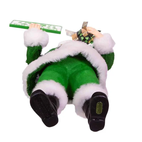 Kurt Adler 10.5-Inch Fabriche Musical Irish Santa Gift Box And Sign