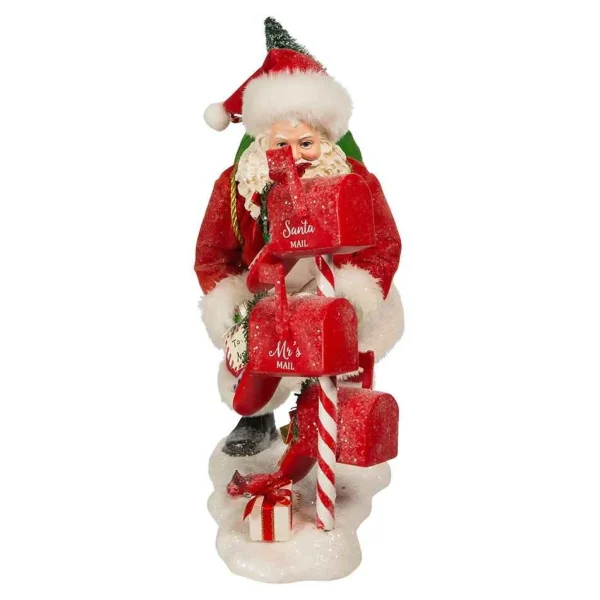 Kurt Adler 10.5-Inch Fabriche Santa Checking Mail