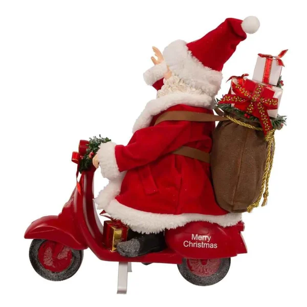 Kurt Adler 10-Inch Fabriche Santa On Scooter