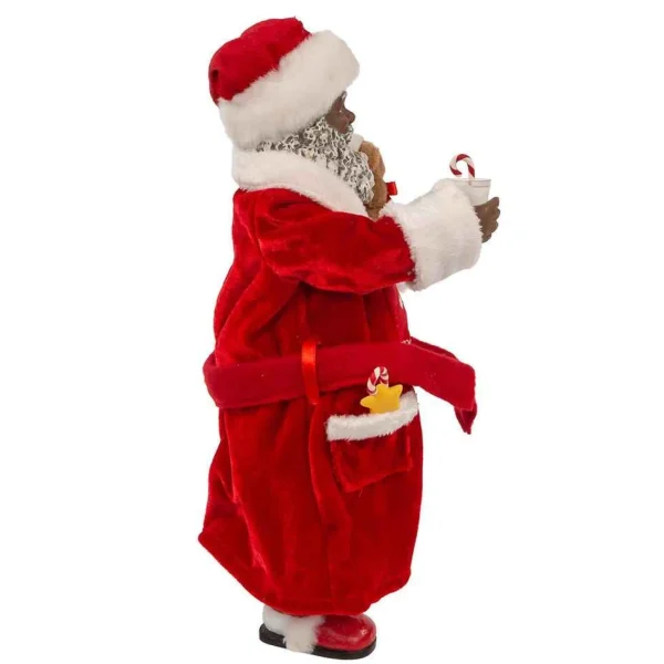 Kurt Adler 10.5-Inch Fabriche Black Santa In Pajamas And Robe
