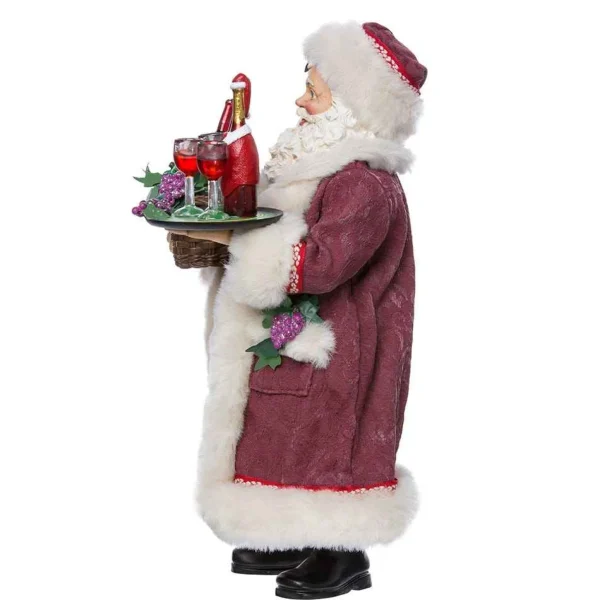 Kurt Adler 11.5-Inch Fabriche Santa With Wine Basket