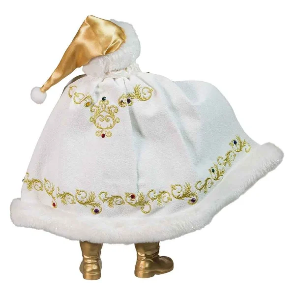 Kurt Adler 10.5-Inch Fabriche White And Gold Santa