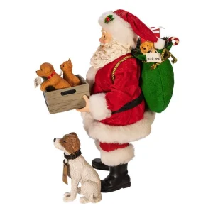 Kurt Adler 10.5-Inch Fabriche™ Adopt-A-Pet Santa With Dog, 2 Piece Set