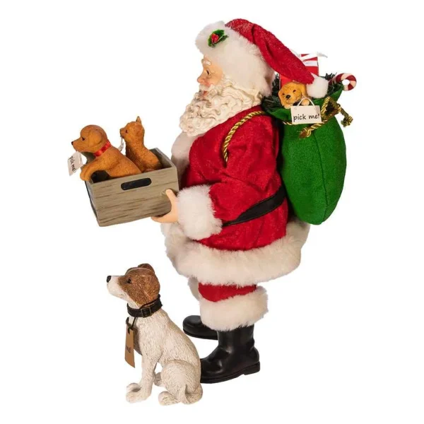 Kurt Adler 10.5-Inch Fabriche™ Adopt-A-Pet Santa With Dog, 2 Piece Set