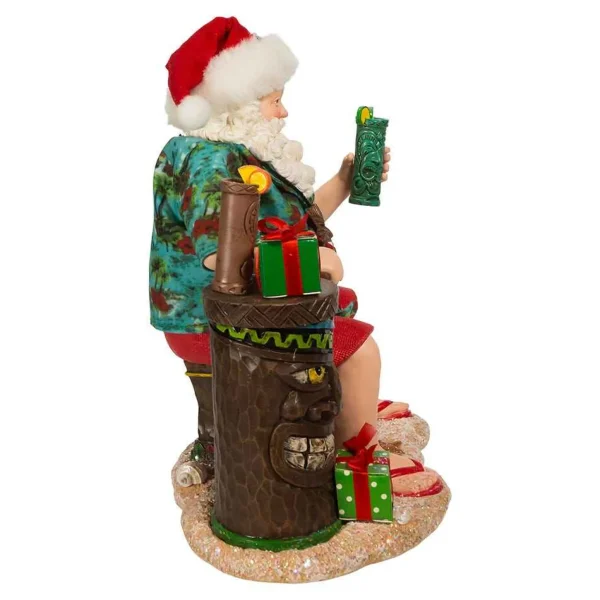Kurt Adler 12-Inch Fabriche Tiki Beach Santa