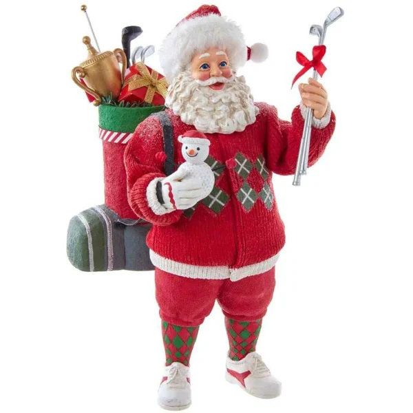 Kurt Adler 10.5-Inch Fabriche Golf Santa Table Piece