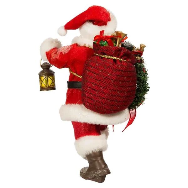Kurt Adler 10.5-Inch Fabriche Santa With Wreath And Lantern