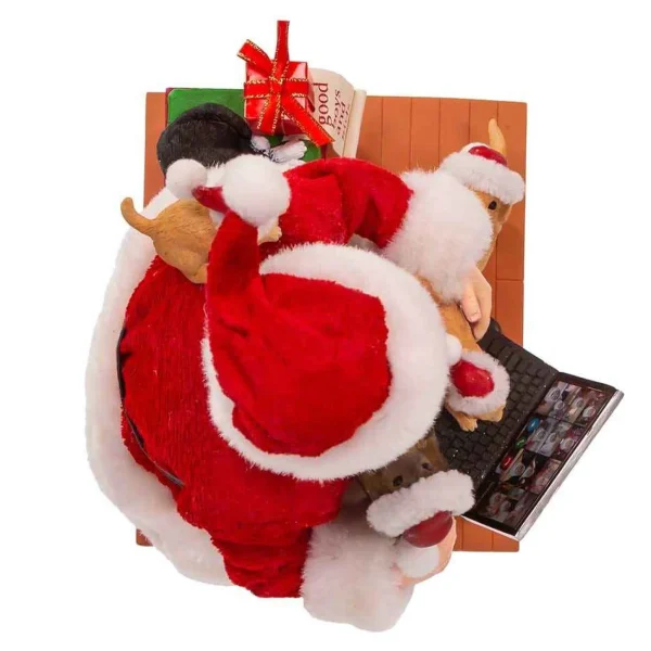 Kurt Adler 9-Inch Fabriche Santa With Laptop And Pets