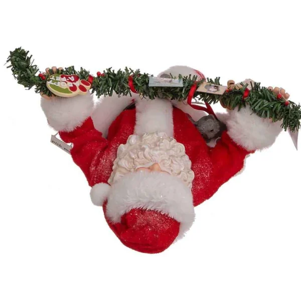 Kurt Adler 10.5-Inch Fabriche Santa With Adopt-A-Pet Garland And Pets In Stockings