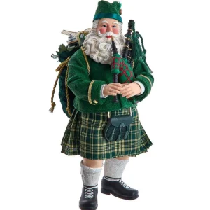 Kurt Adler 10.5-Inch Fabriche Musical Irish Bagpiper Santa