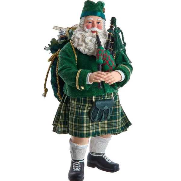 Kurt Adler 10.5-Inch Fabriche Musical Irish Bagpiper Santa