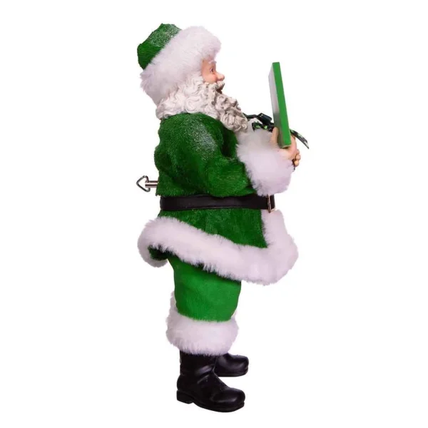 Kurt Adler 10.5-Inch Fabriche Musical Irish Santa Gift Box And Sign