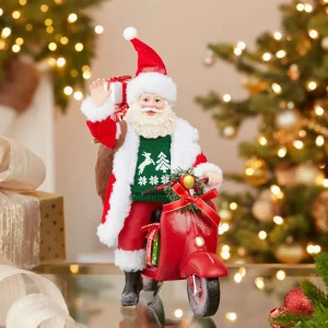 Kurt Adler 10-Inch Fabriche Santa On Scooter