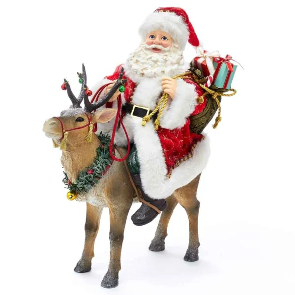 Kurt Adler 11.5-Inch Fabriche™ Santa On Reindeer