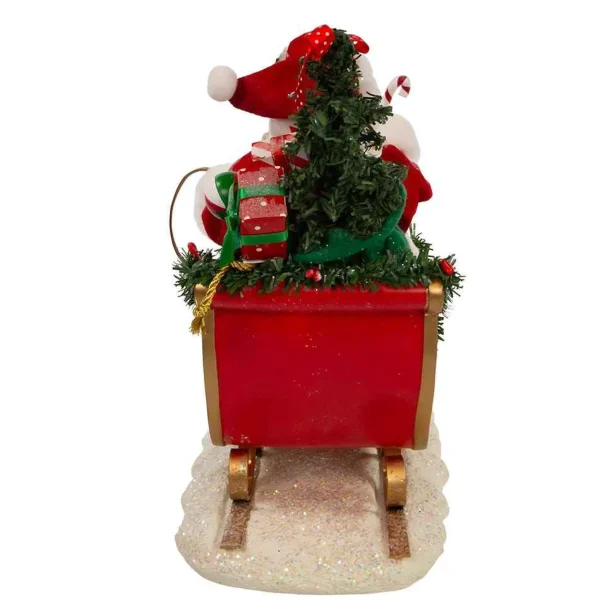 Kurt Adler 10-Inch Fabriche Flamingos Pulling Santa Sleigh
