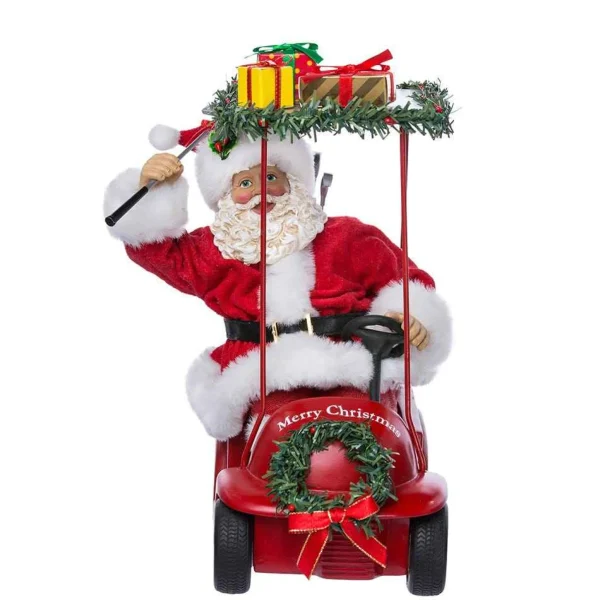 Kurt Adler 11.25-Inch Fabriche Santa Driving Golf Cart