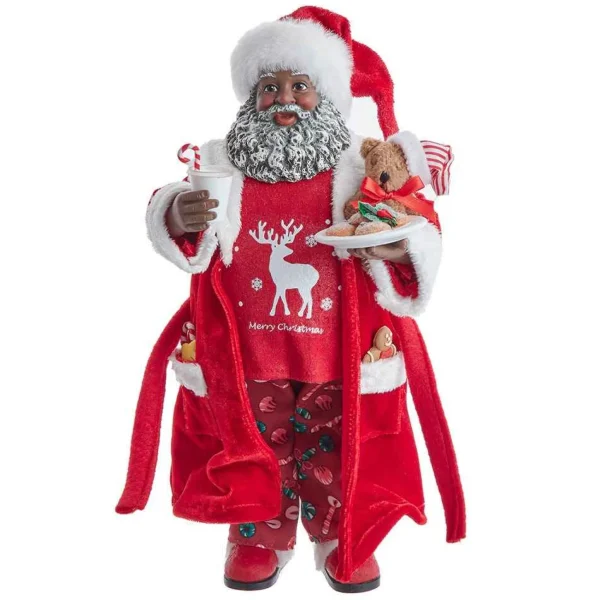 Kurt Adler 10.5-Inch Fabriche Black Santa In Pajamas And Robe