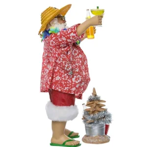 Kurt Adler 10-Inch Fabriche' Beach Santa Set Of 2 Pieces