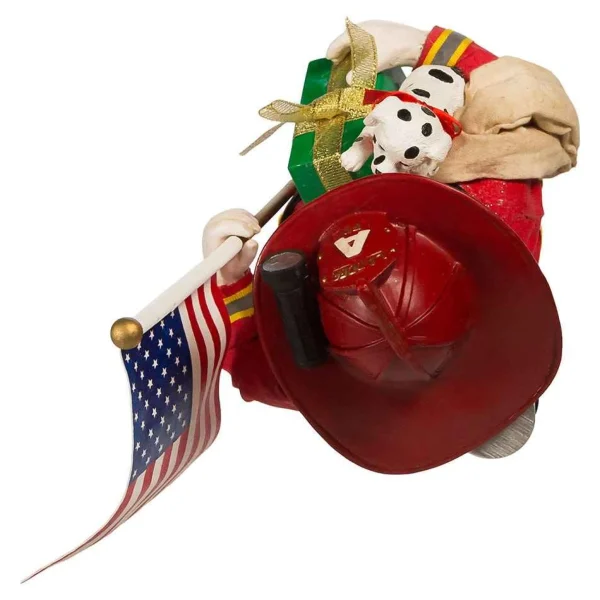 Kurt Adler 10.5-Inch Fabriche Fireman Santa With American Flag