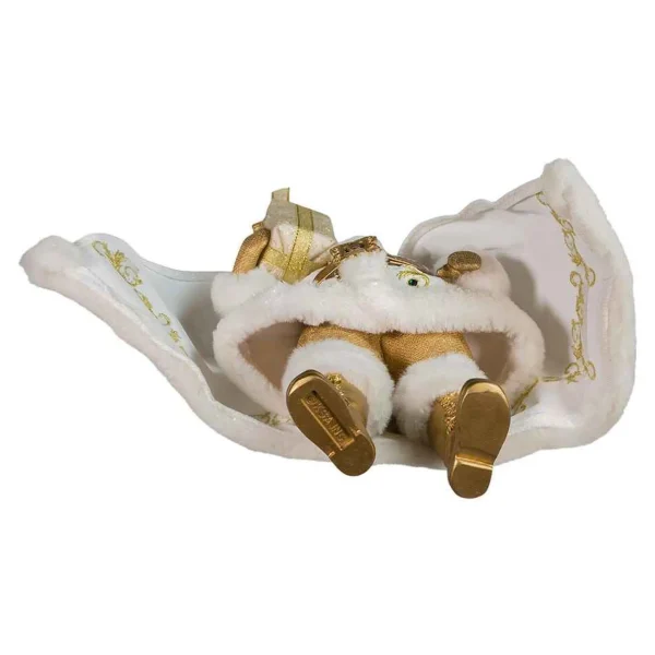 Kurt Adler 10.5-Inch Fabriche White And Gold Santa