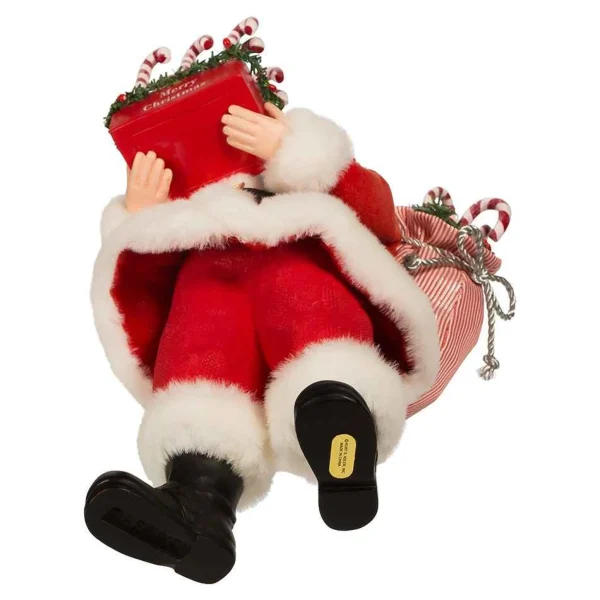 Kurt Adler 10.5-Inch Fabriche Santa With Candy Cane Tray