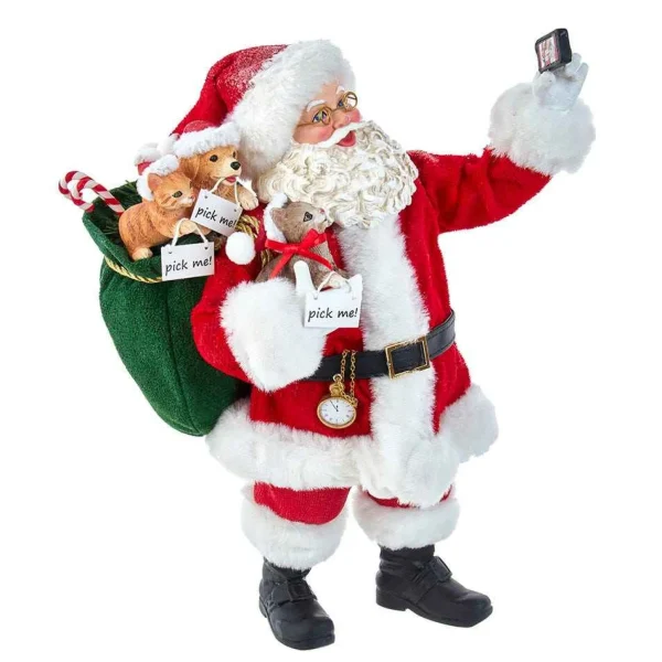 Kurt Adler 11-Inch Fabriche Santa Taking Selfie