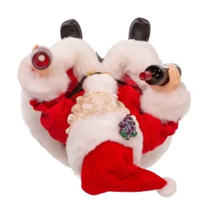 Kurt Adler 10.5-Inch Fabriche Santa Sitting On Wine Barrel
