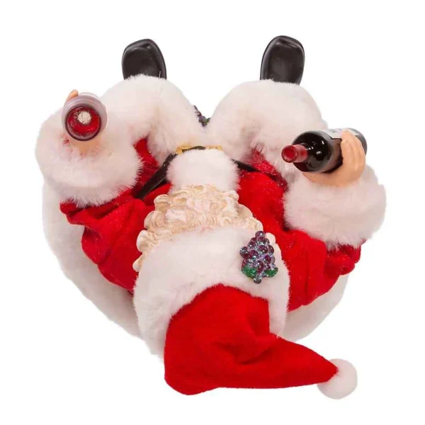 Kurt Adler 10.5-Inch Fabriche Santa Sitting On Wine Barrel