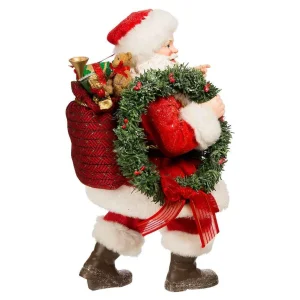 Kurt Adler 10.5-Inch Fabriche Santa With Wreath And Lantern