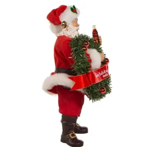 Kurt Adler 10.5-Inch Fabriche™ Coca-Cola® Battery Operated Santa With Lighted Wreath