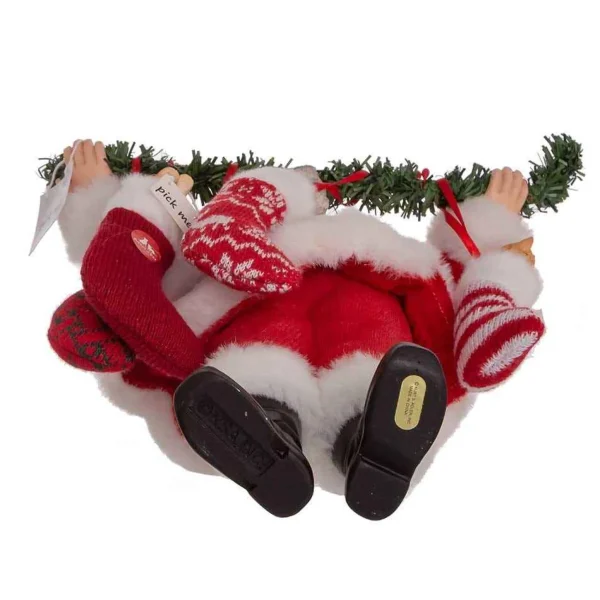 Kurt Adler 10.5-Inch Fabriche Santa With Adopt-A-Pet Garland And Pets In Stockings