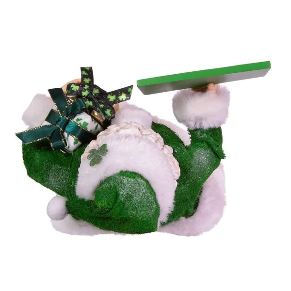 Kurt Adler 10.5-Inch Fabriche Musical Irish Santa Gift Box And Sign