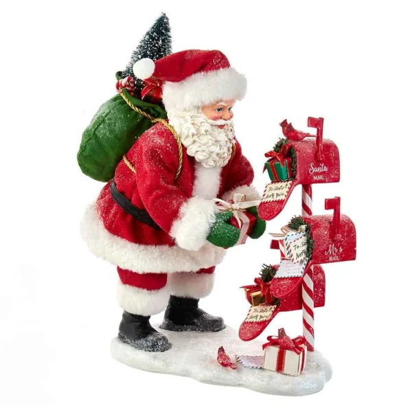 Kurt Adler 10.5-Inch Fabriche Santa Checking Mail