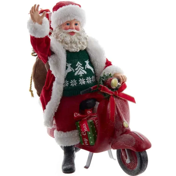 Kurt Adler 10-Inch Fabriche Santa On Scooter