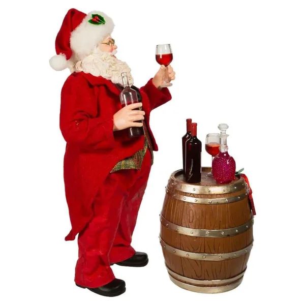 Kurt Adler 10.5-Inch Fabriche Wine Tasting Santa, 2 Piece Set
