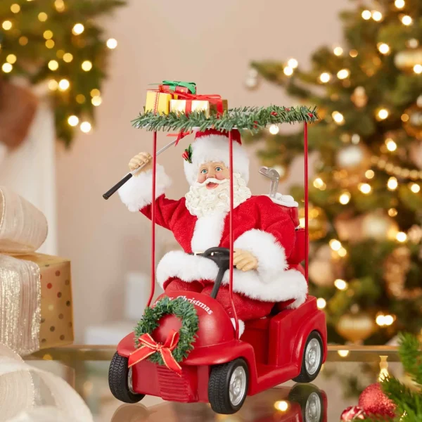 Kurt Adler 11.25-Inch Fabriche Santa Driving Golf Cart
