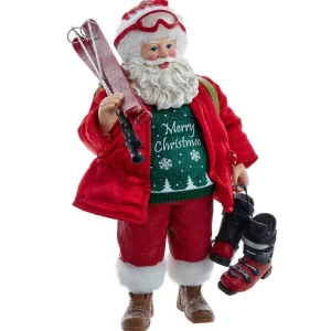 Kurt Adler 10.5-Inch Fabriche Santa With Skis