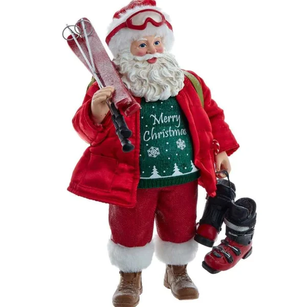 Kurt Adler 10.5-Inch Fabriche Santa With Skis