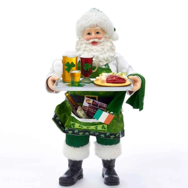Kurt Adler 10.5-Inch Fabriche™ Musical Irish Chef Santa