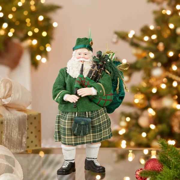 Kurt Adler 10.5-Inch Fabriche Musical Irish Bagpiper Santa
